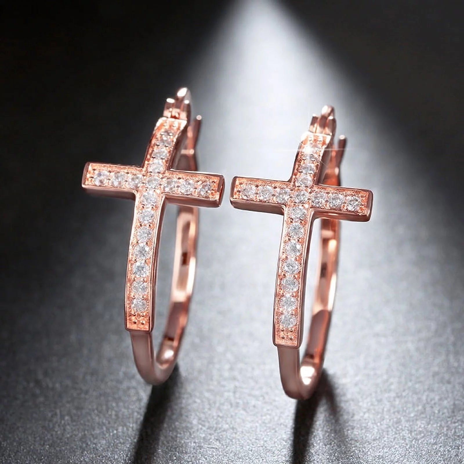 Cross Hoop Earrings for Women Cubic Zirconia