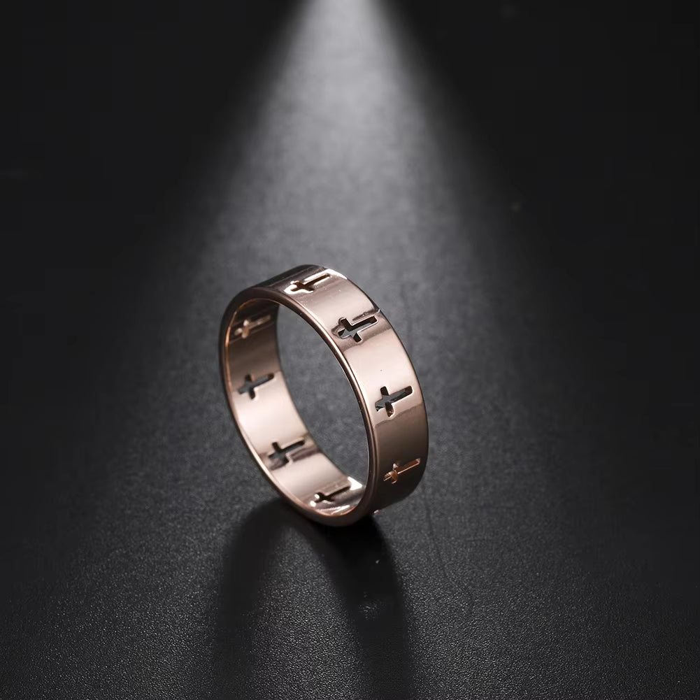 Hollow Christian Cross Ring for Men and Women