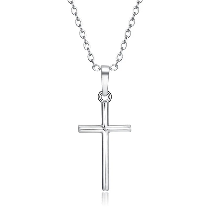 Womens Crystal Jesus Cross Pendant Necklace 